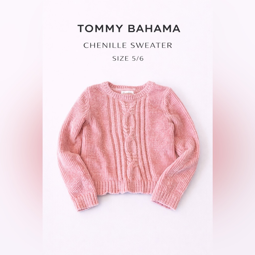 Tommy Bahama Pink Chenille Cable-Front Sweater